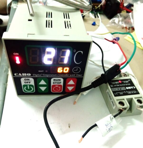 烘培用溫度時間控制器+25A交流轉交流固態繼電器(含1支感溫棒)