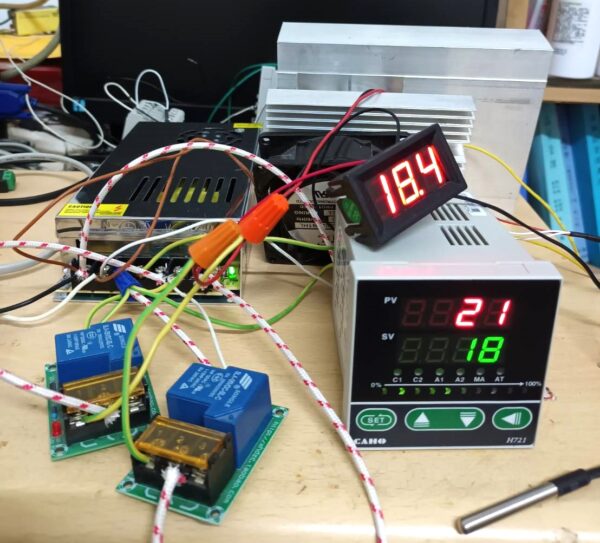 AC110~220V制冷晶片冷熱切換用PID溫度控制器含1米感溫棒+4個12V40A繼電器